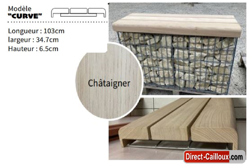 BANC Gabion Assise Bois - Modèle "CURVE"