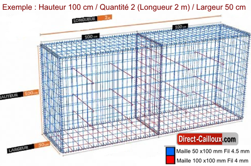 Gabion Optimisé - Largeur 50  cm / 7 Hauteurs au choix / Longueur au choix à partir de 5m