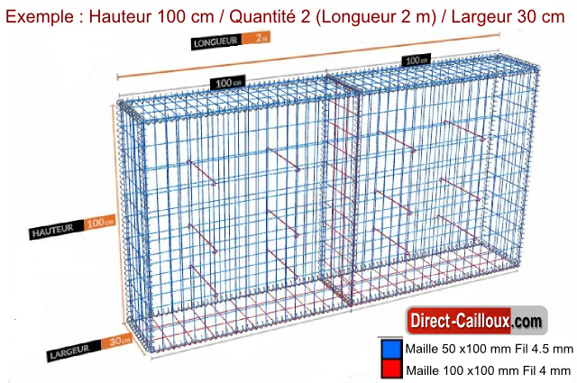 Gabion Optimisé - Largeur 30  cm / 8 Hauteurs au choix / Longueur au choix à partir de 5m