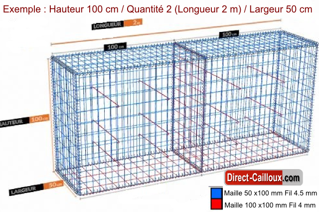 Gabion Optimisé - Largeur 50  cm / 7 Hauteurs au choix / Longueur au choix