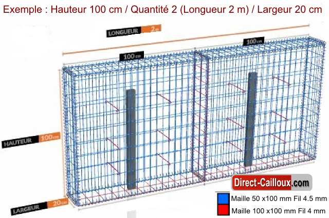 Gabion Optimisé - Largeur au choix / Hauteurs au choix / Longueur inférieur ou égal à 5 mètres linéaires