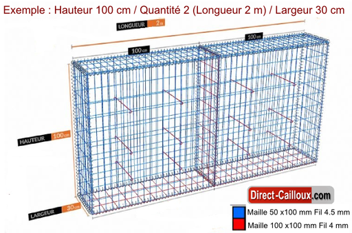 Gabion Optimisé - Largeur 30  cm / 8 Hauteurs au choix / Longueur au choix à partir de 5m