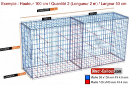Gabion Optimisé - Largeur 50  cm / 7 Hauteurs au choix / Longueur au choix à partir de 5m