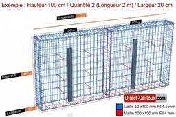 Gabion Optimisé - Largeur 20  cm / 8 Hauteurs au choix / Longueur au choix